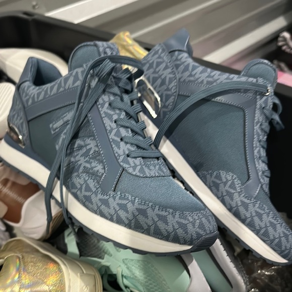 Michael Kors Blue Monogram Sneakers - Picture 1 of 5
